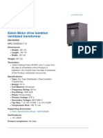 Eaton Motor Drive Isolation Ventilated Transformer: Eaton Specification Sheet - MD1500E95