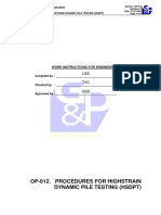 Op-012. Procedures For Highstrain Dynamic Pile Testing (HSDPT)