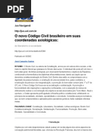 O novo Código Civil brasileiro em suas coordenadas axiológicas
