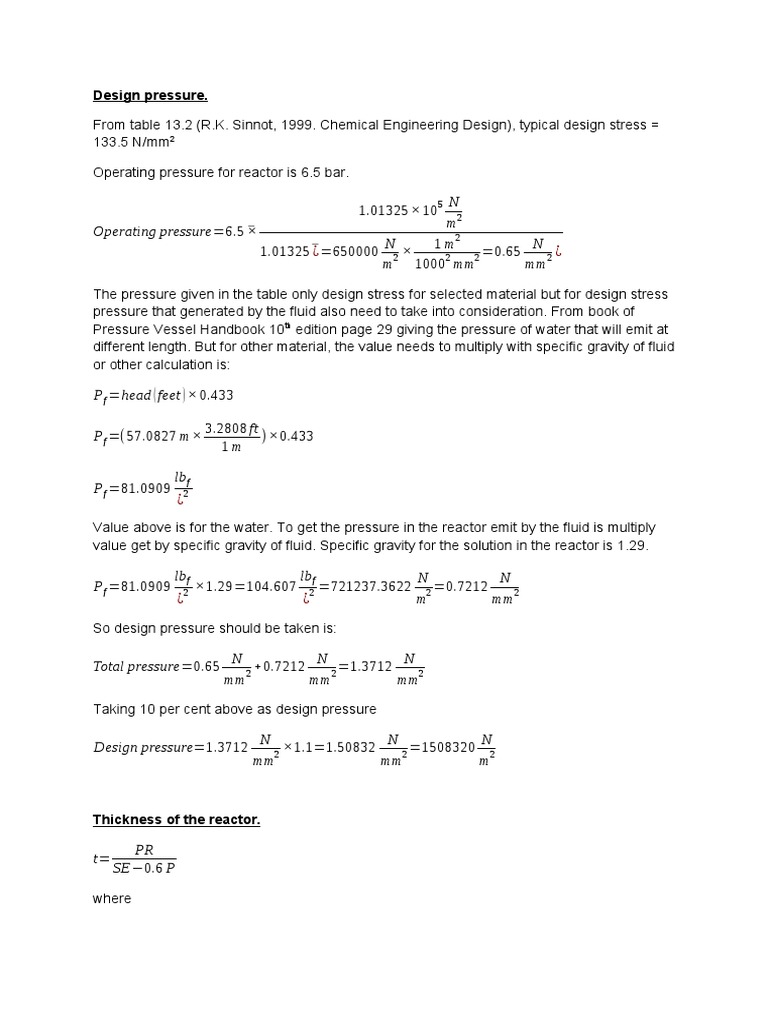 Reactor Design Pressure Analysis | PDF | Physical Quantities ...