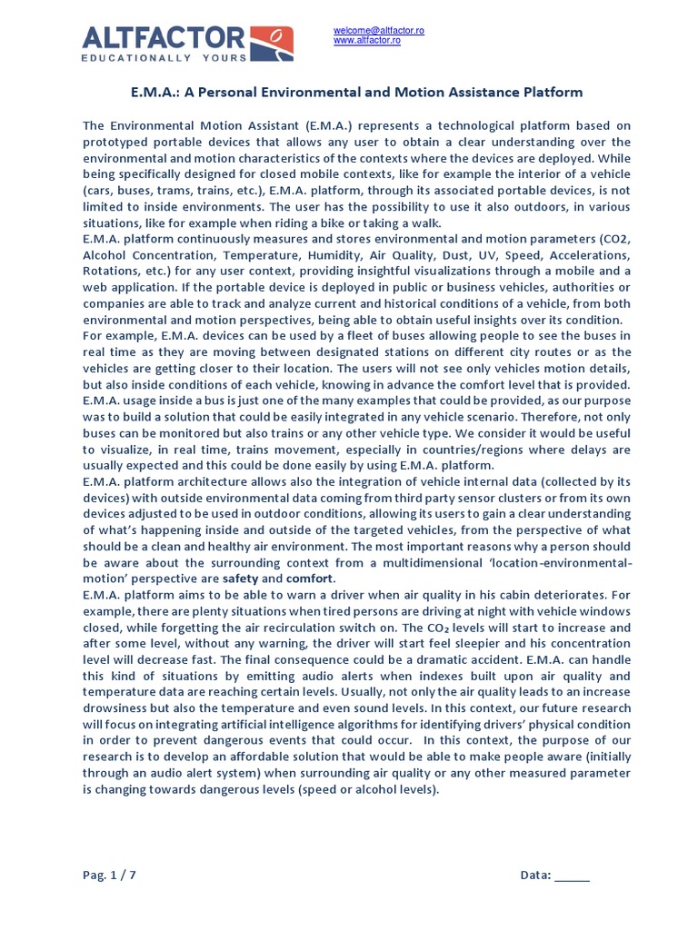 E.M.A.: A Personal Environmental and Motion Assistance Platform | PDF ...