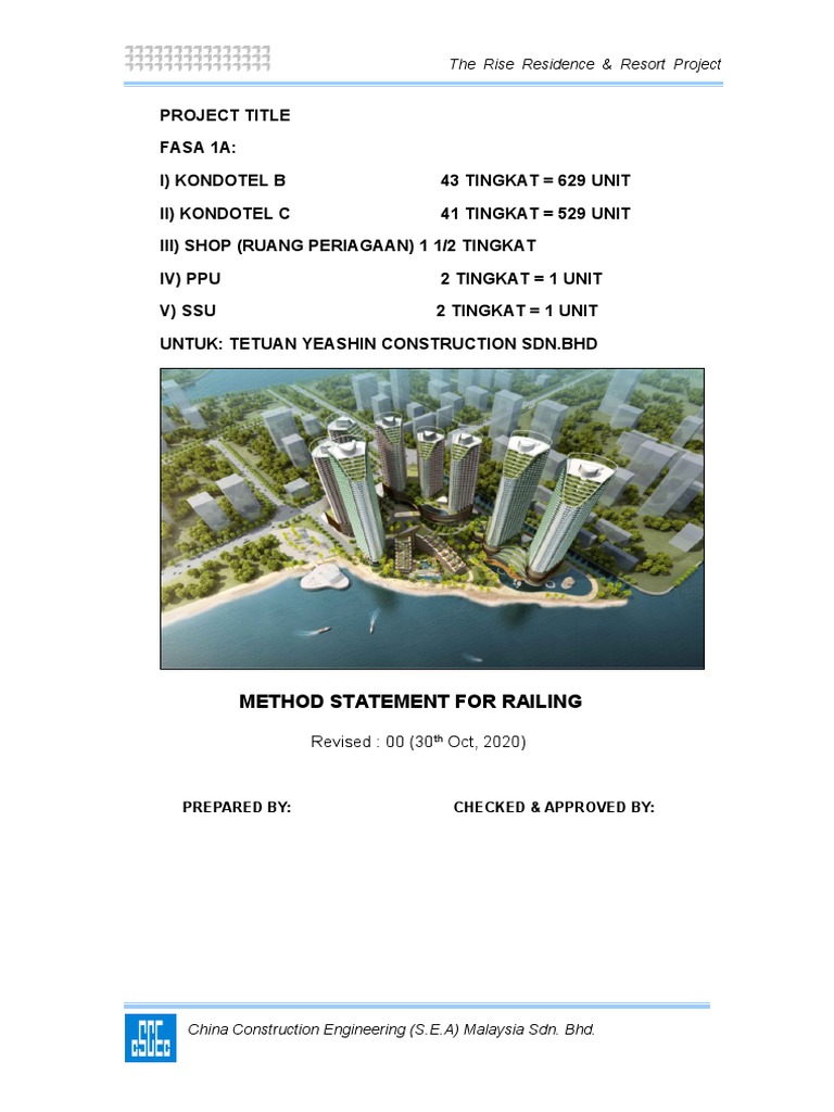 Method Statement For Railing Works PDF Quality Assurance Economic Sectors