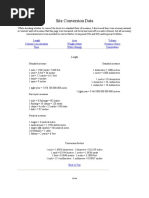 Site Conversion Data: Length Area Velocity / Acceleration Weight / Mass Pressure / Force Time Work / Energy Temperature
