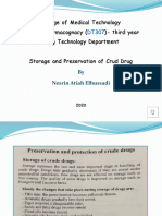 College of Medical Technology Applied Pharmacognacy - Third Year Drug Technology Department Storage and Preservation of Crud Drug