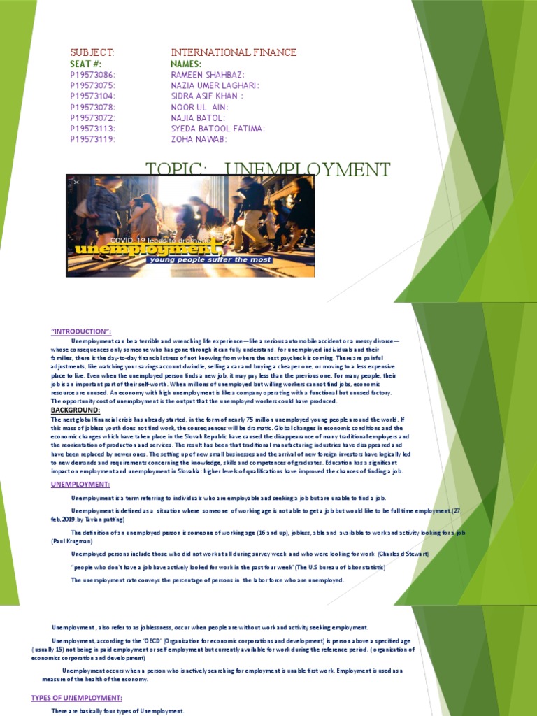 Original Presentation of Unemployment | PDF | Unemployment | Social Science