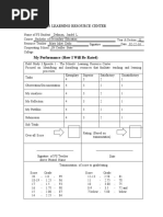 The School'S Learning Resource Center: My Performance (How I Will Be Rated)