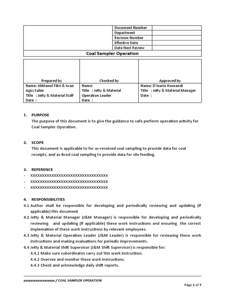 Guidelines for Safe Operation of Coal Sampling Equipment | PDF ...