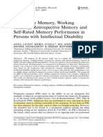 Prospective Memory, Working Memory, Retrospective Memory and Self-Rated Memory Performance in Persons With Intellectual Disability