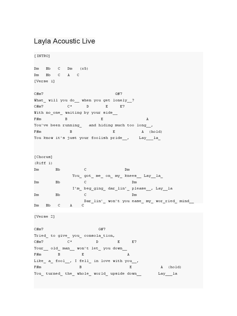 Guitar Chords Layla