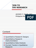 Introduction To Quantitative Research: Adonis P. David, PHD Philippine Normal University