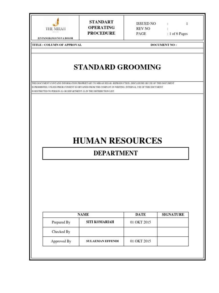 04 SOP GROOMING Update PDF Hair Human Appearance