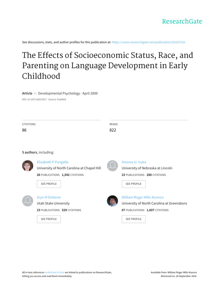 The Effects of Socioeconomic Status, Race, and Parenting On Language