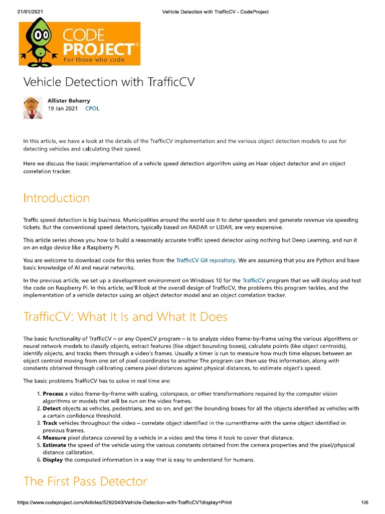 Vehicle Detection With TrafficCV | PDF