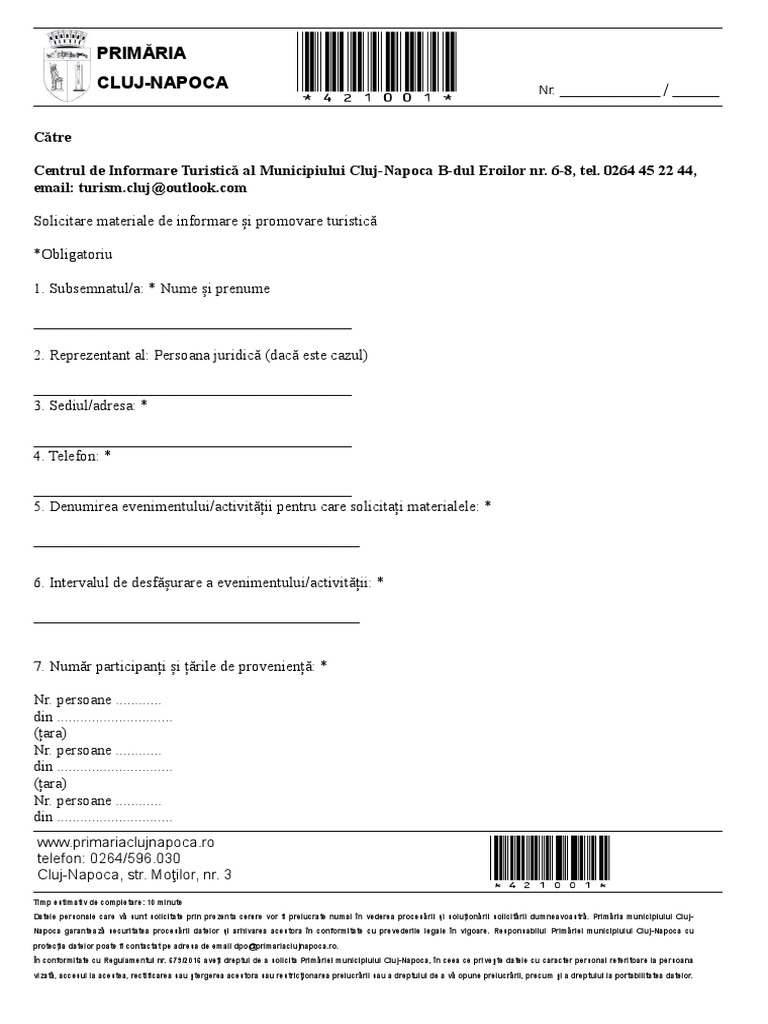 Solicitare Materiale Turistice | PDF