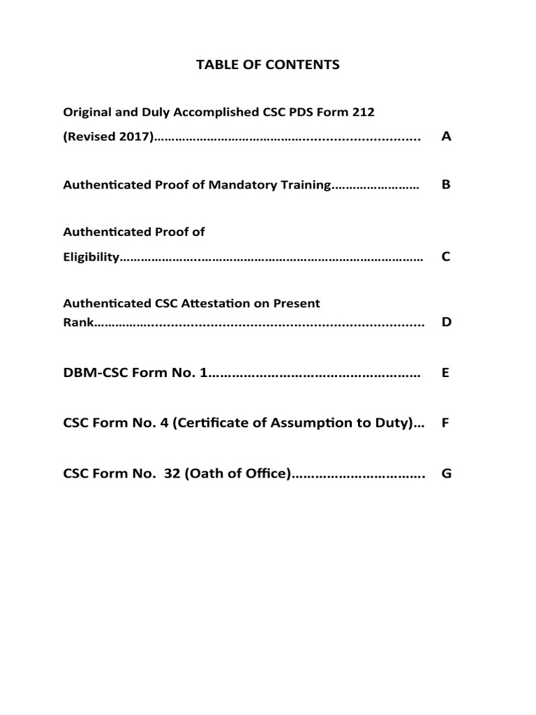 CSC PDS Form 212 and Related Documents | PDF