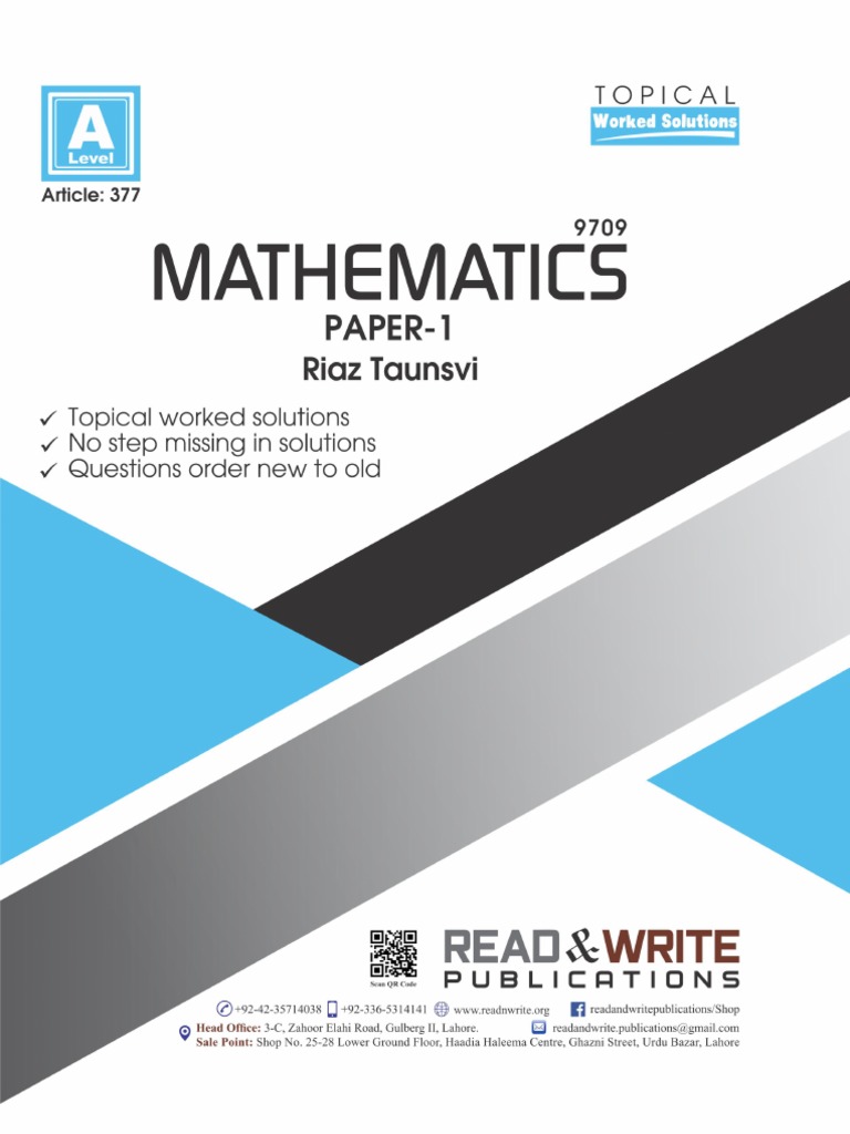 A-Level Mathematics Paper 1 Solutions | PDF