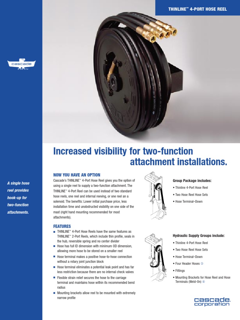 Cascade Thinline4port Hydraulic Hose Reel PDF Manufactured Goods