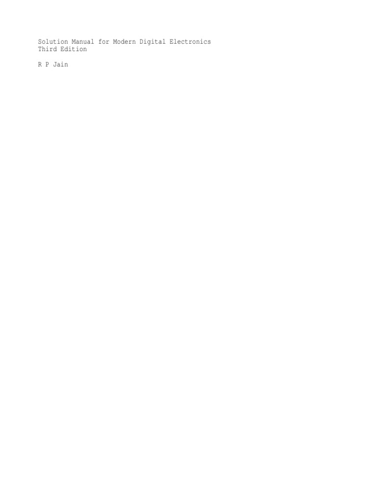 Modern Digital Electronics R P Jain Solution Manual PDF Analogue