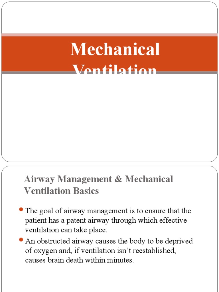 Mechanical Ventilation Management Guide | PDF | Breathing | Diseases ...