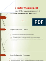 Public Sector Management: Governance, E-Governance & Concept of Good Governance & Its Indicators"