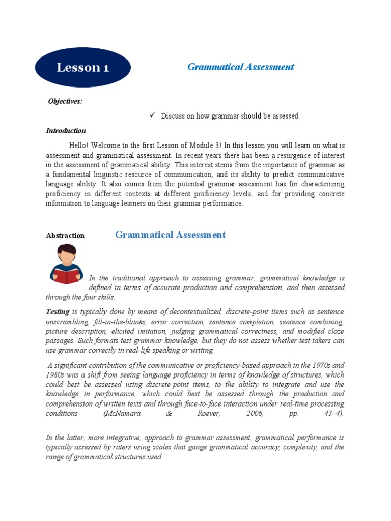 Lesson 1: Grammatical Assessment | PDF | Educational Assessment ...