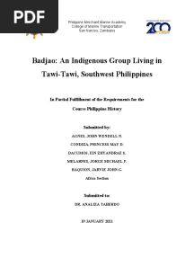 Badjao: An Indigenous Group Living in Tawi-Tawi, Southwest Philippines