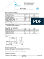 Mains Switching Reed Sensor Flatpack Electrical Characteristics