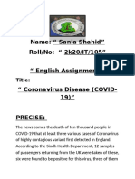 Name: " Sania Shahid" Roll/No: " 2k20/IT/105" " English Assignment " " Coronavirus Disease (COVID-19) " Precise