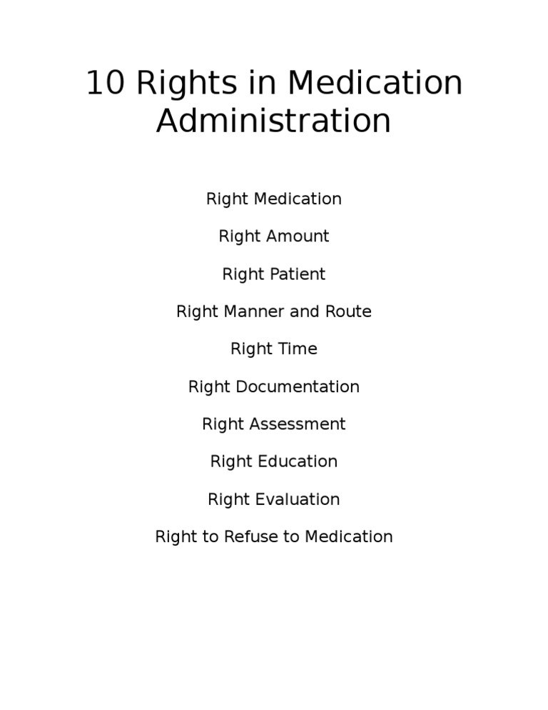 10 Rights in Medication Administration | PDF | Business
