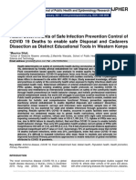 Health Determinants of Safe Infection Prevention Control of COVID 19 Deaths to enable safe Disposal and Cadavers Dissection as Distinct Educational Tools in western Kenya