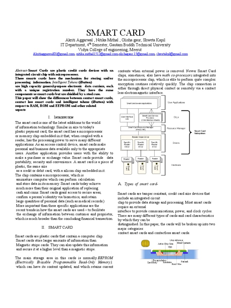 Types and Features of Smart Cards | PDF | Smart Card | Digital Technology