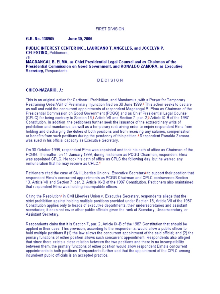 Concurrent Appointments in Government Roles | PDF