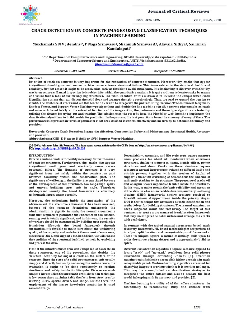 Crack Detection On Concrete Images Using Classification Techniques in ...