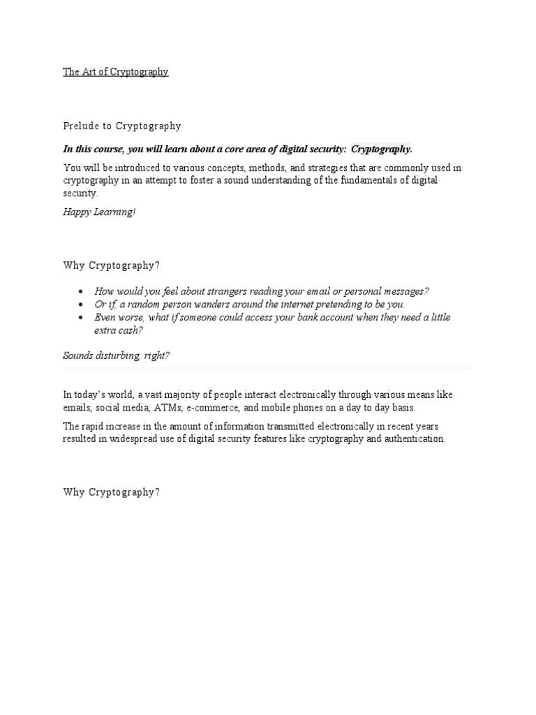 The Art of Cryptography - Resp | PDF | Cipher | Cryptography