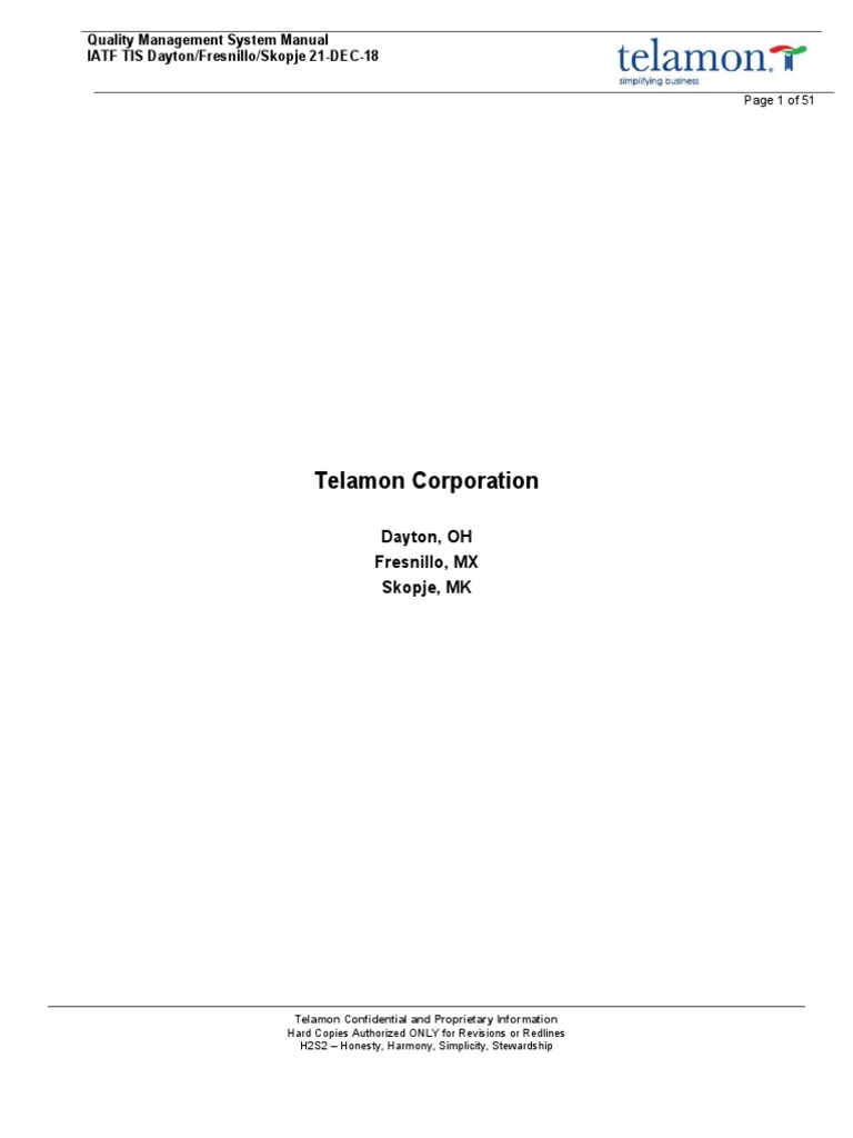 Telamon Quality Management System Manual | PDF | Iso 9000 | Quality ...