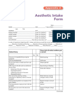 Aesthetic Intake Form: Appendix 2