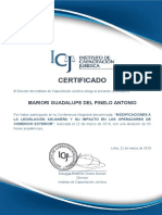 Certificado: Mariori Guadalupe Del Pinelo Antonio