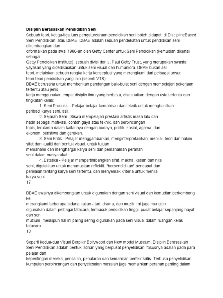 Pendekatan DBAE dalam Pendidikan Seni | PDF