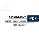Assignment # 1: Name: Shaikh Nehal Ahmed Roll No.: 028