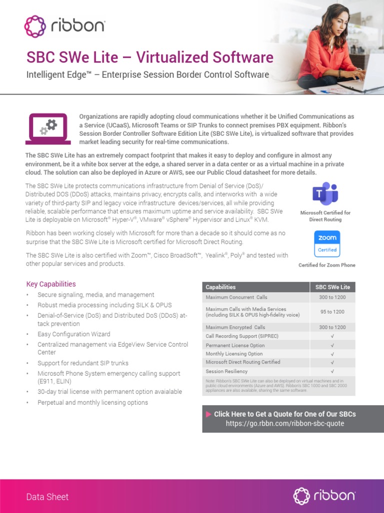 SBC SWe Lite Datasheet - Virtualized Software | PDF | Session ...