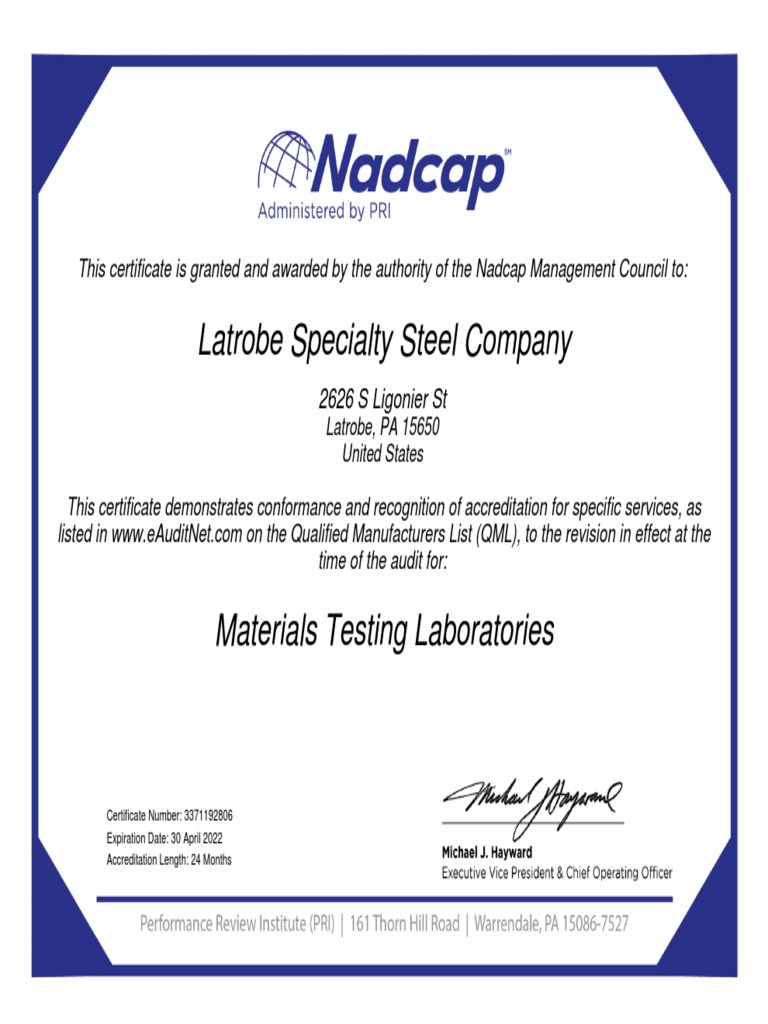 Latrobe Specialty Steel Company 2626 S Ligonier ST PDF Emission