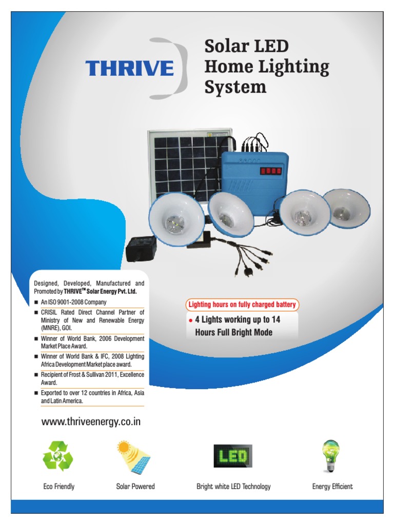Thrive Solar LED Home Lighting System PDF Lighting Battery Charger