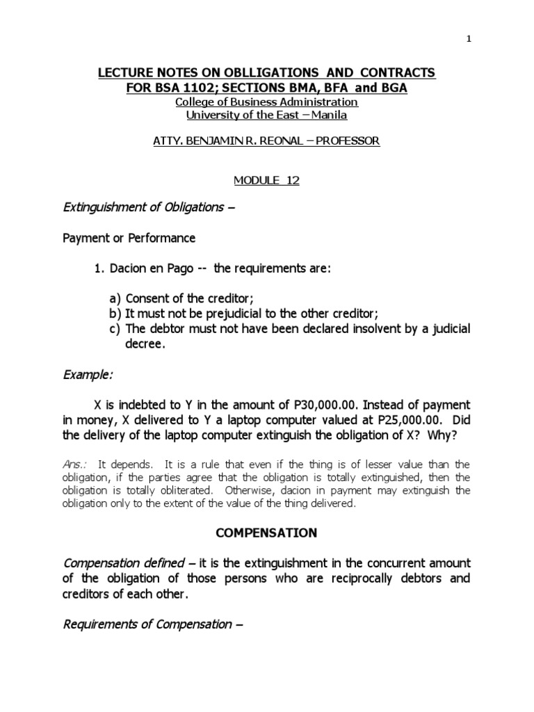 Extinguishment of Obligations Overview | PDF | Offer And Acceptance | Debt