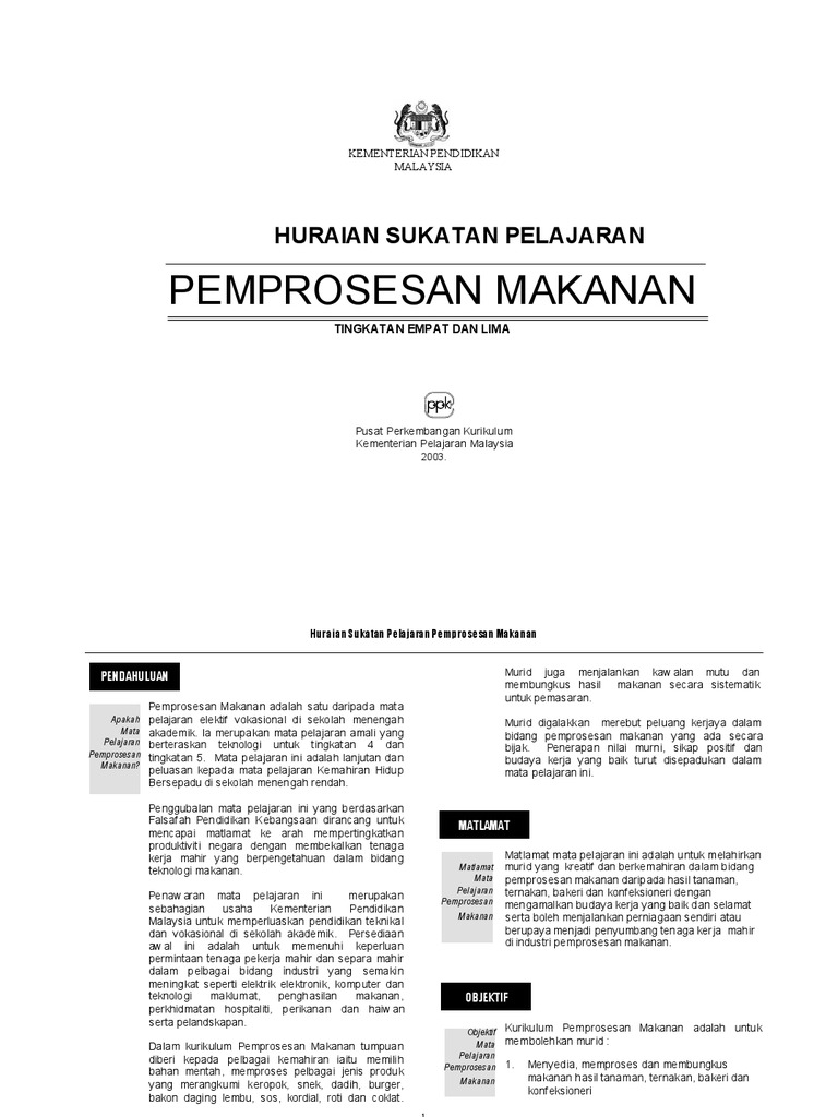 P Vokasional Pemprosesan Makanan Pdf