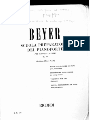 Beyer - Scuola Preparatoria Del Pianoforte Op. 101 | PDF