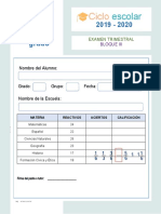 5 Grado Examen Trimestral Bloque III 2019-2020