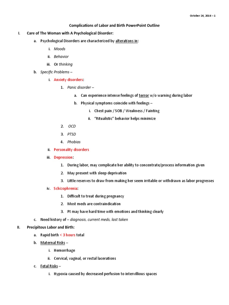 Labor and Birth Complications Overview | PDF | Childbirth | Urinary ...