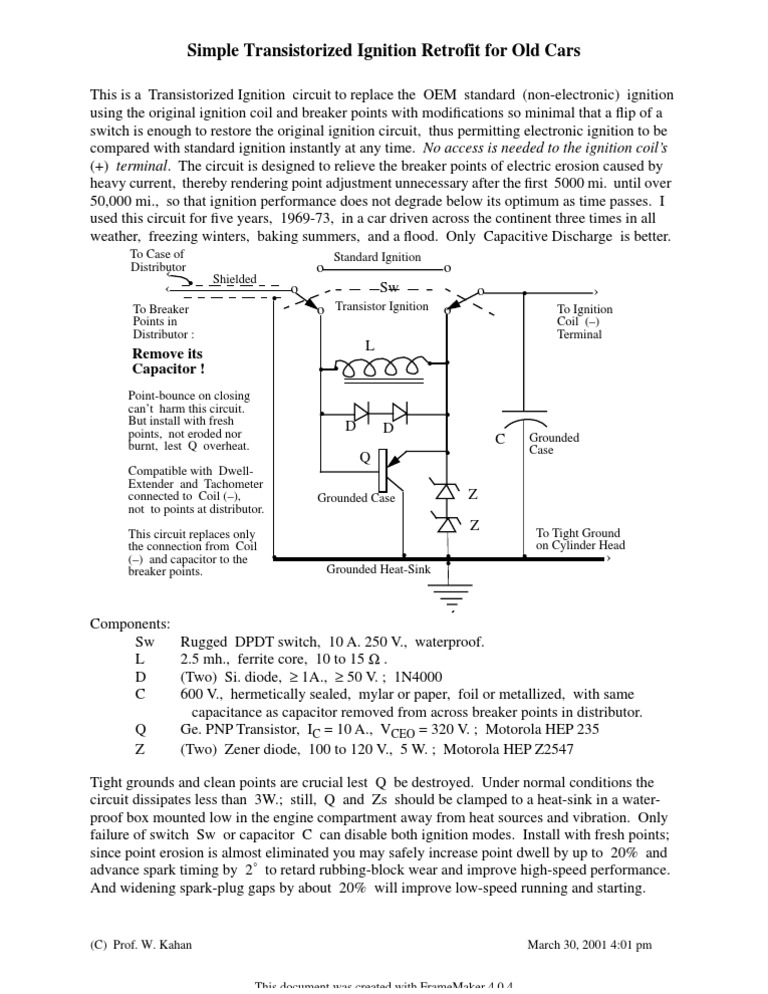 Transistorized Ignition Retrofit Guide | PDF | Ignition System ...