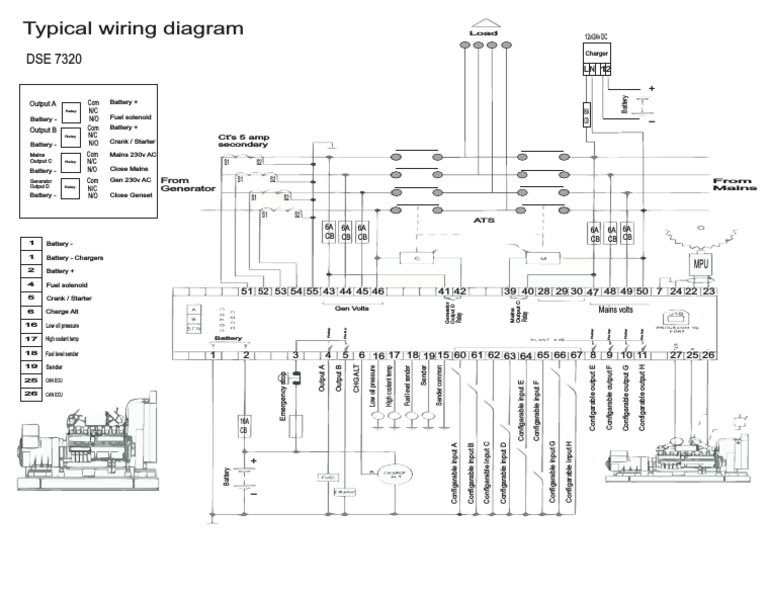 Wiring Diagram DSE 7320 AMF | PDF | Relay | Electric Generator