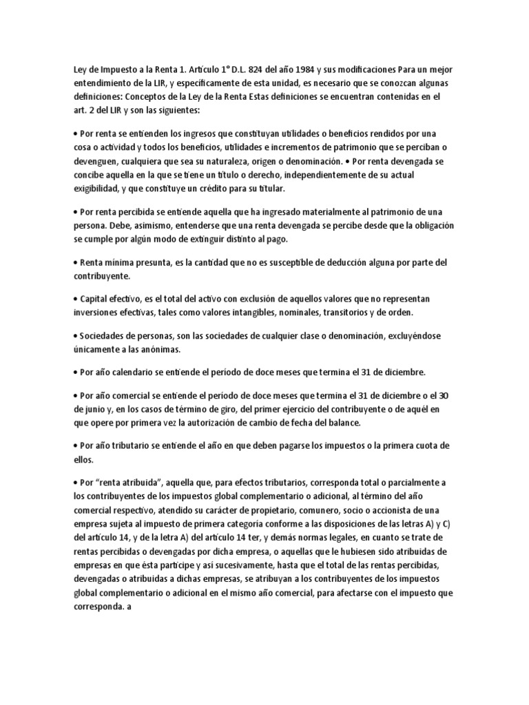 Ley de Impuesto A La Renta 1 | PDF | Impuesto sobre la renta | Impuestos